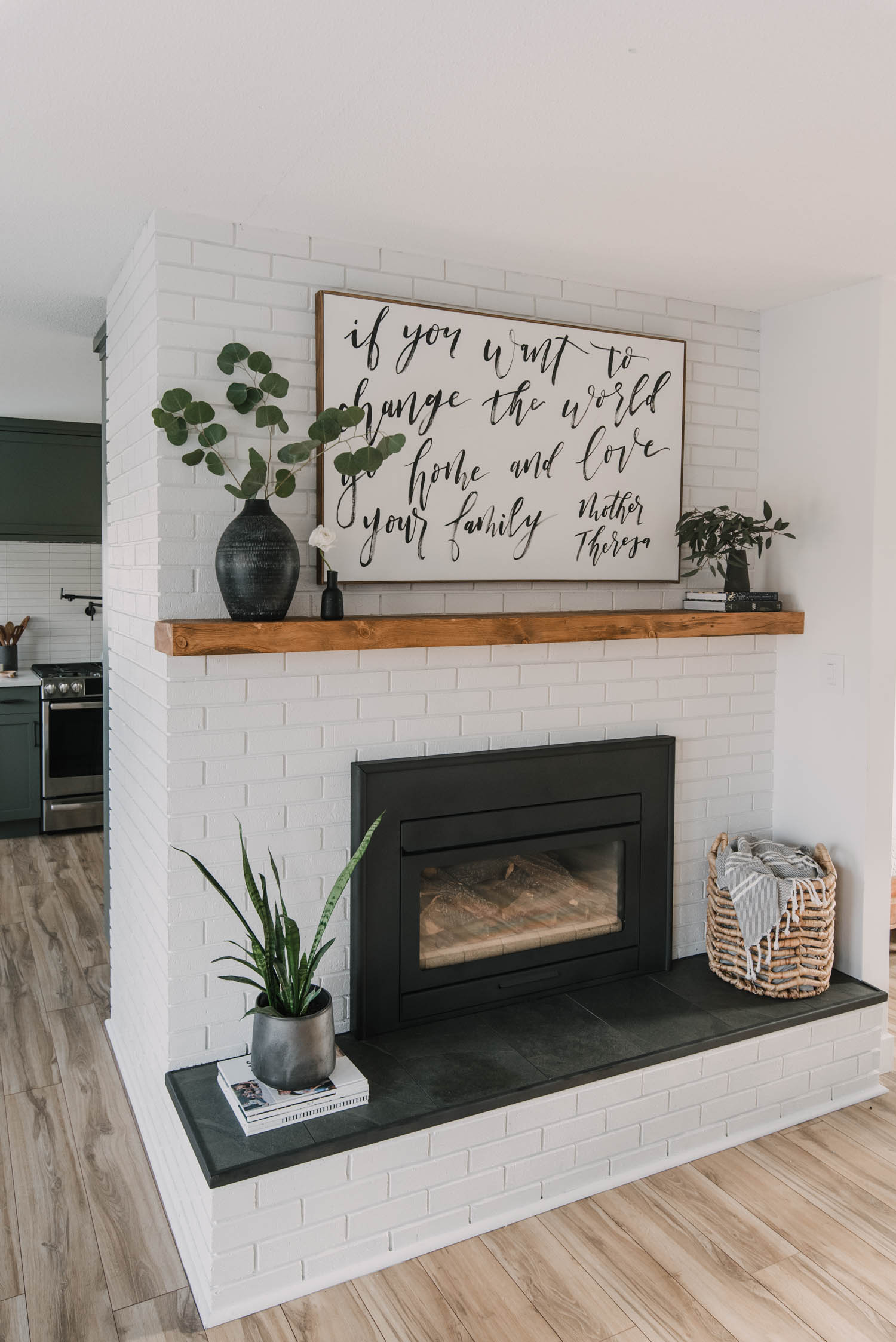 Fireplace Surround Painted Brick With Raised Tiled Hearth