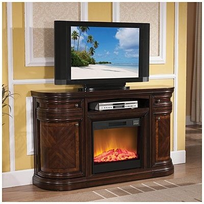 Fireplace TV Stand Including Curved Sides Traditional Fireplace