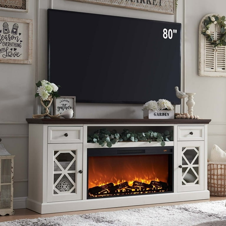 Fireplace TV Stand Plus Diamond Lattice Farmhouse Fireplace Stand