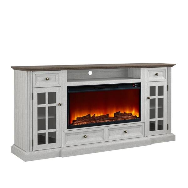 Fireplace TV Stand Providing 73 Inch Width Large Hearth Center