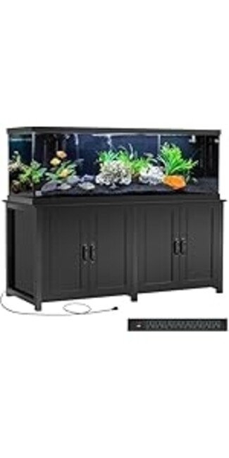 Fish Tank Stand: Wide Black Shaker Storage Base Cabinet