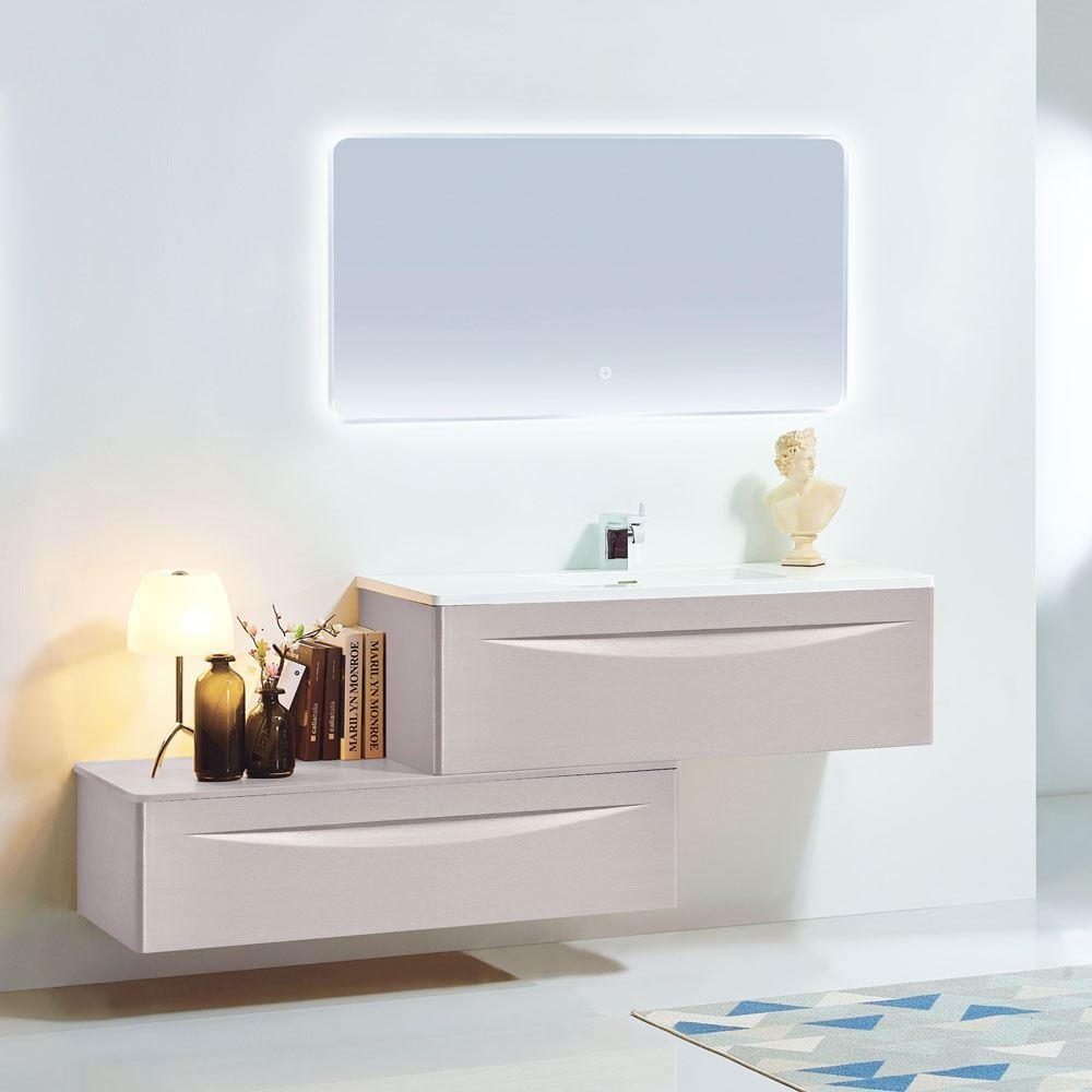 Floating Bathroom Vanity: Staggered Design in Vera Tan