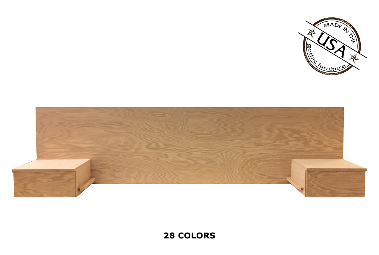 Floating Headboard in natural oak with 111 inch wide back panel