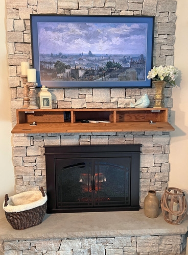 Floating Mantle with Drop Front Electronics Storage