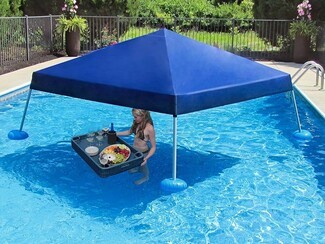 Floating Pool Canopy with Navy Wicker Floating Tray