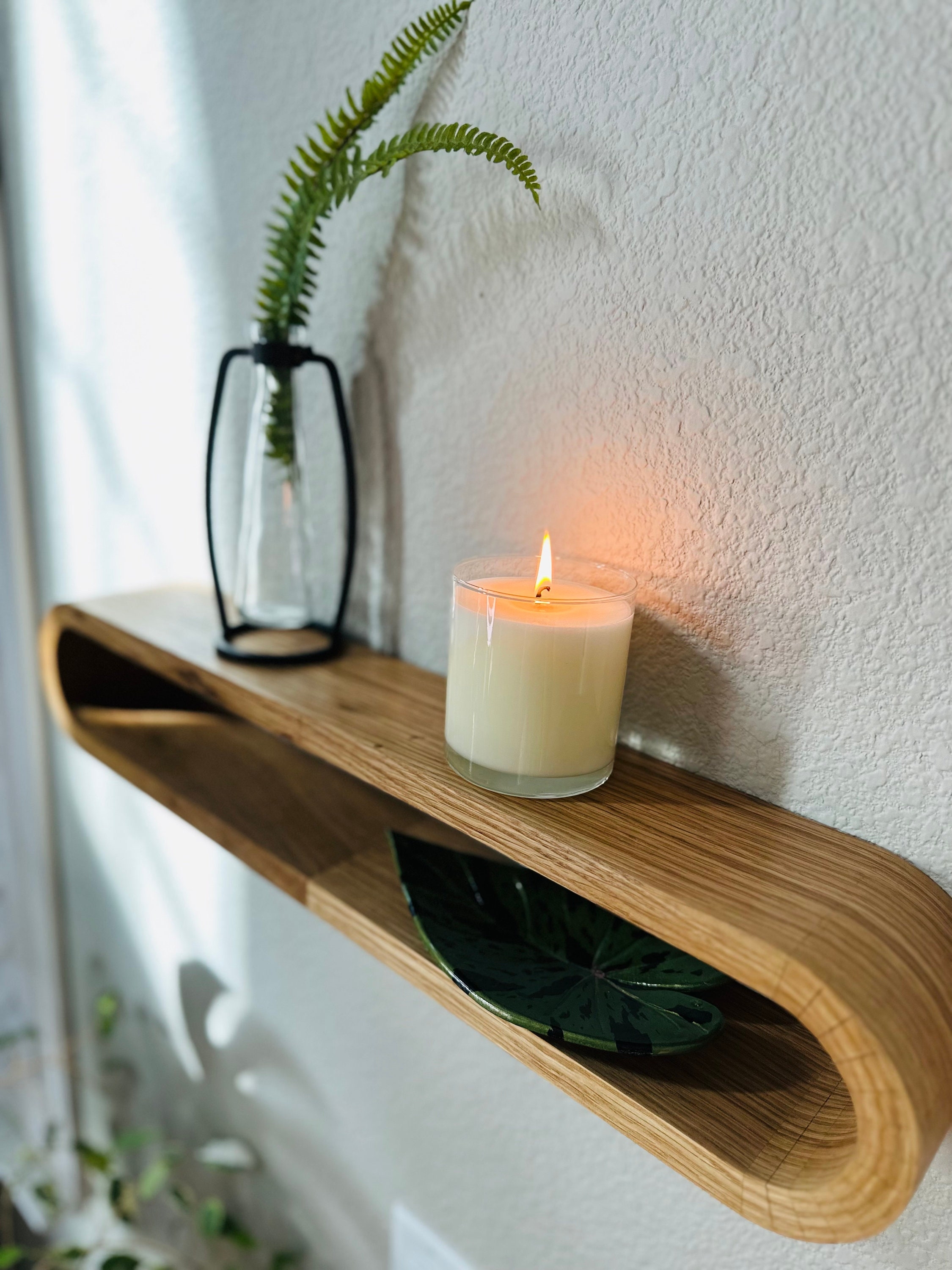 Floating Shelf Stadium Shape with Hollow Center Wood