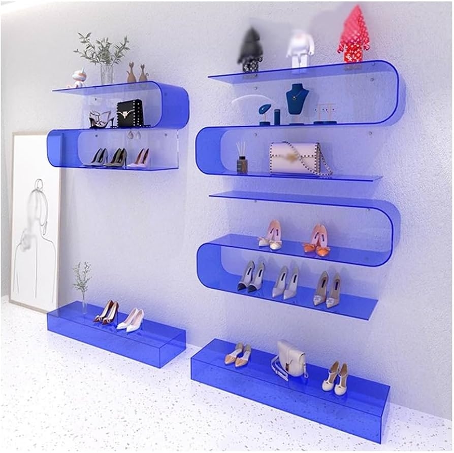 Floating Shelves: S-Shaped Translucent Blue Ribbon Curve