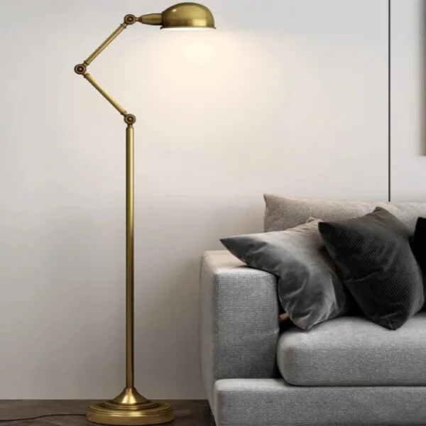 Floor Lamp Antique Brass Adjustable Swing Arm and Dome