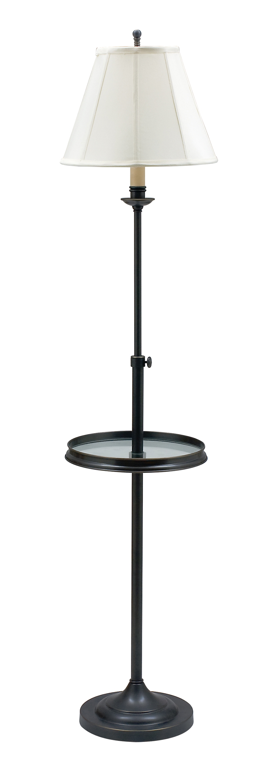 Floor Lamp Bronze Adjustable Height with Glass Top Tray