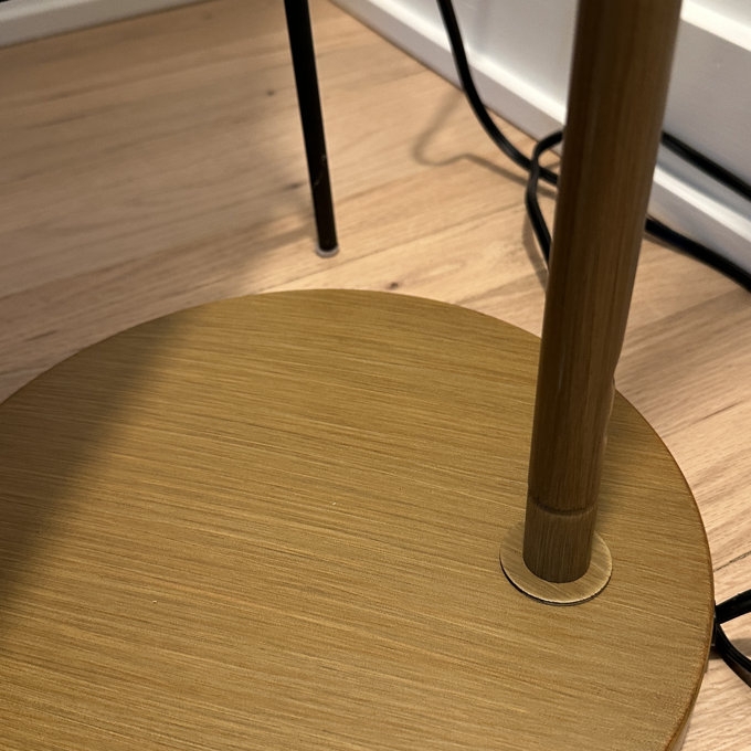 Floor Lamp Circular Base with Wood Grain Finish