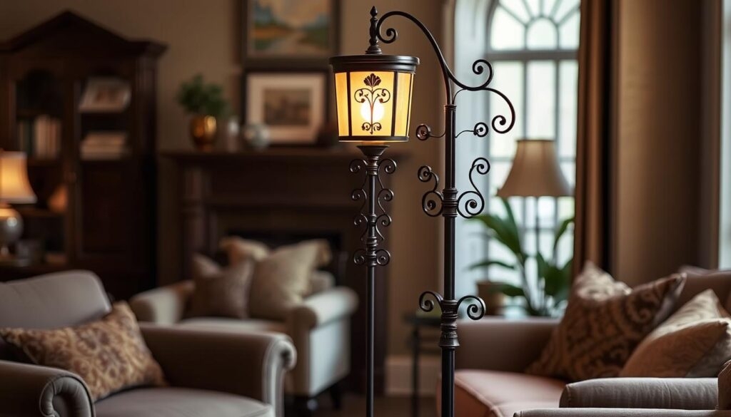 Floor Lamp Filigree Overlay with Ornate Arched Arm