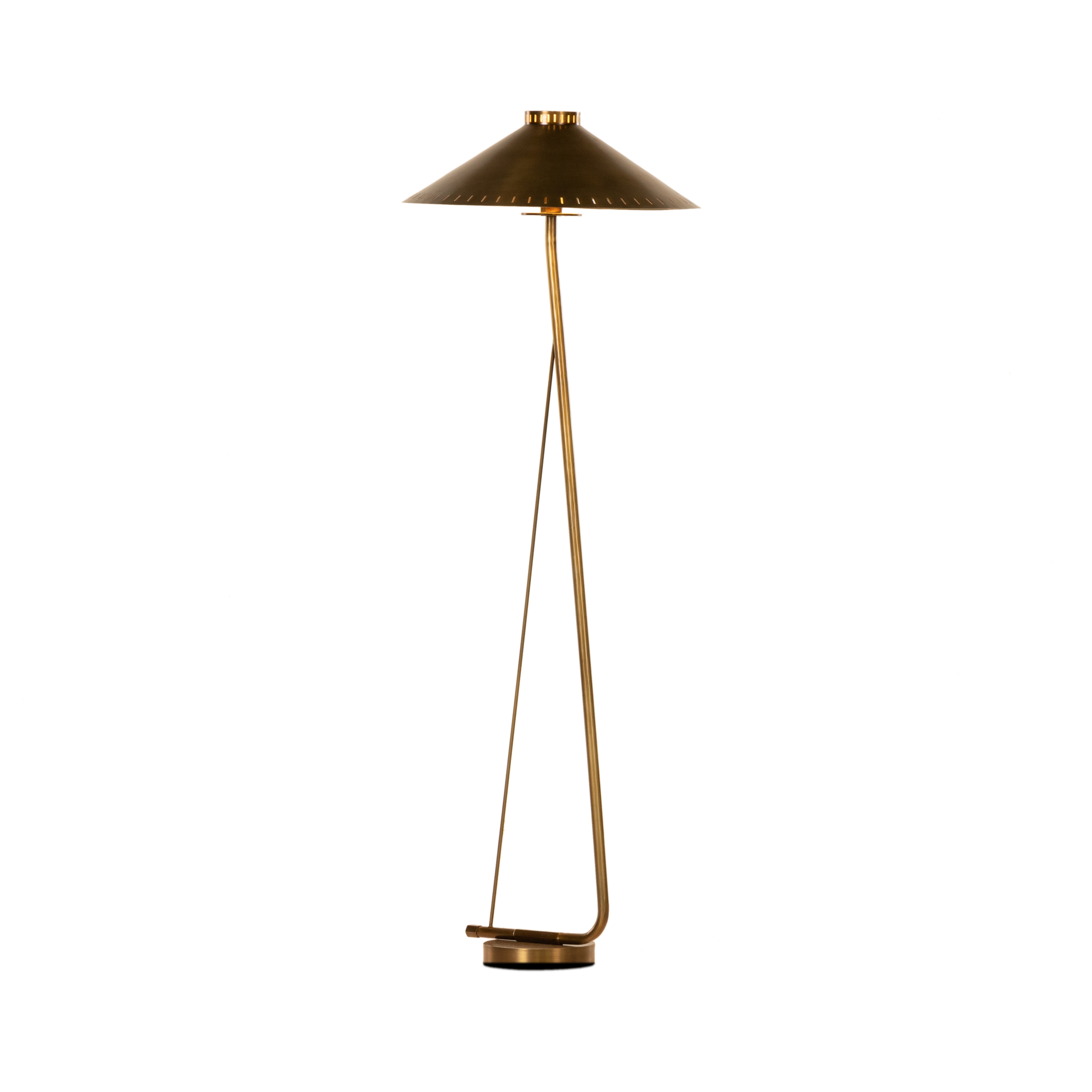 Floor Lamp Perforated Edge and Triangular Frame Iron