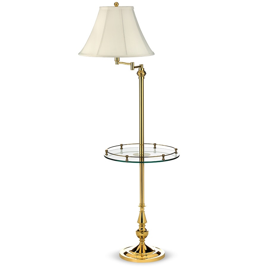 Floor Lamp Polished Brass Gallery Rail Glass Tray Table