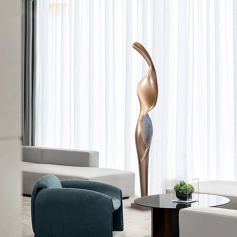 Floor Lamp Sculptural Form with Sinuous Gold Curves