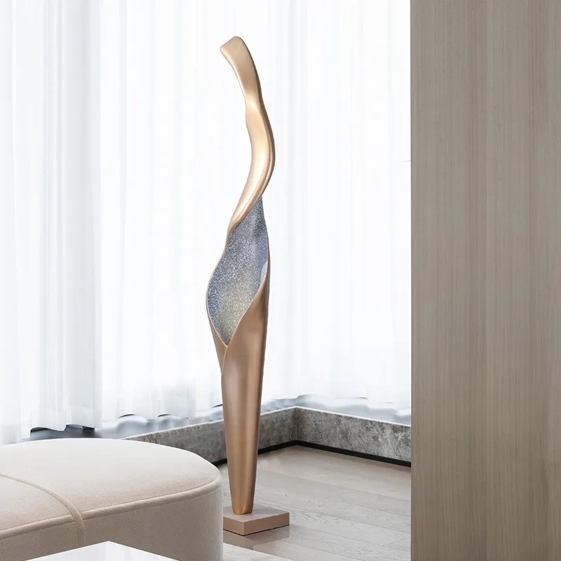 Floor Lamp Sculptural Silhouette with Textured Shimmer