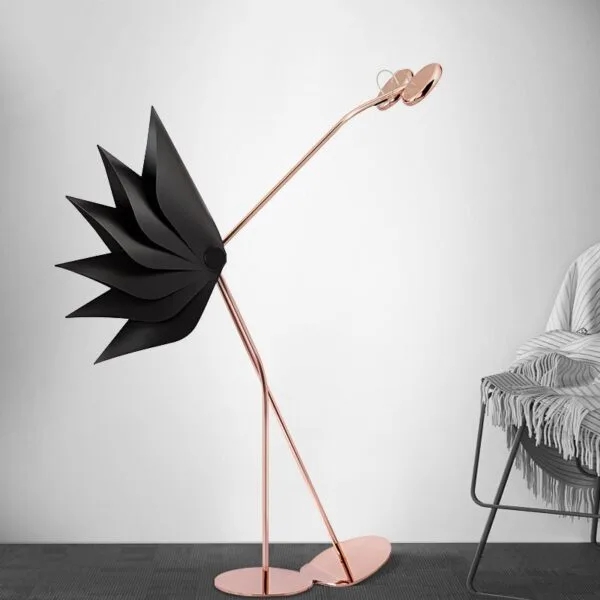 Floor Lamp Sculptural Wing Rose Gold Avant-Garde Light
