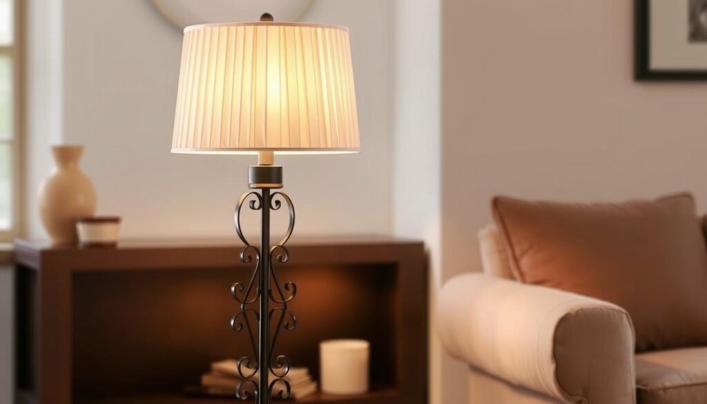 Floor Lamp Traditional Scrollwork Base and Pleated Shade