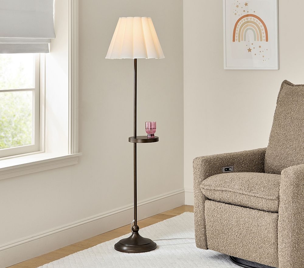 Floor Lamp With Fluted Shade In Antique Bronze For Nursery
