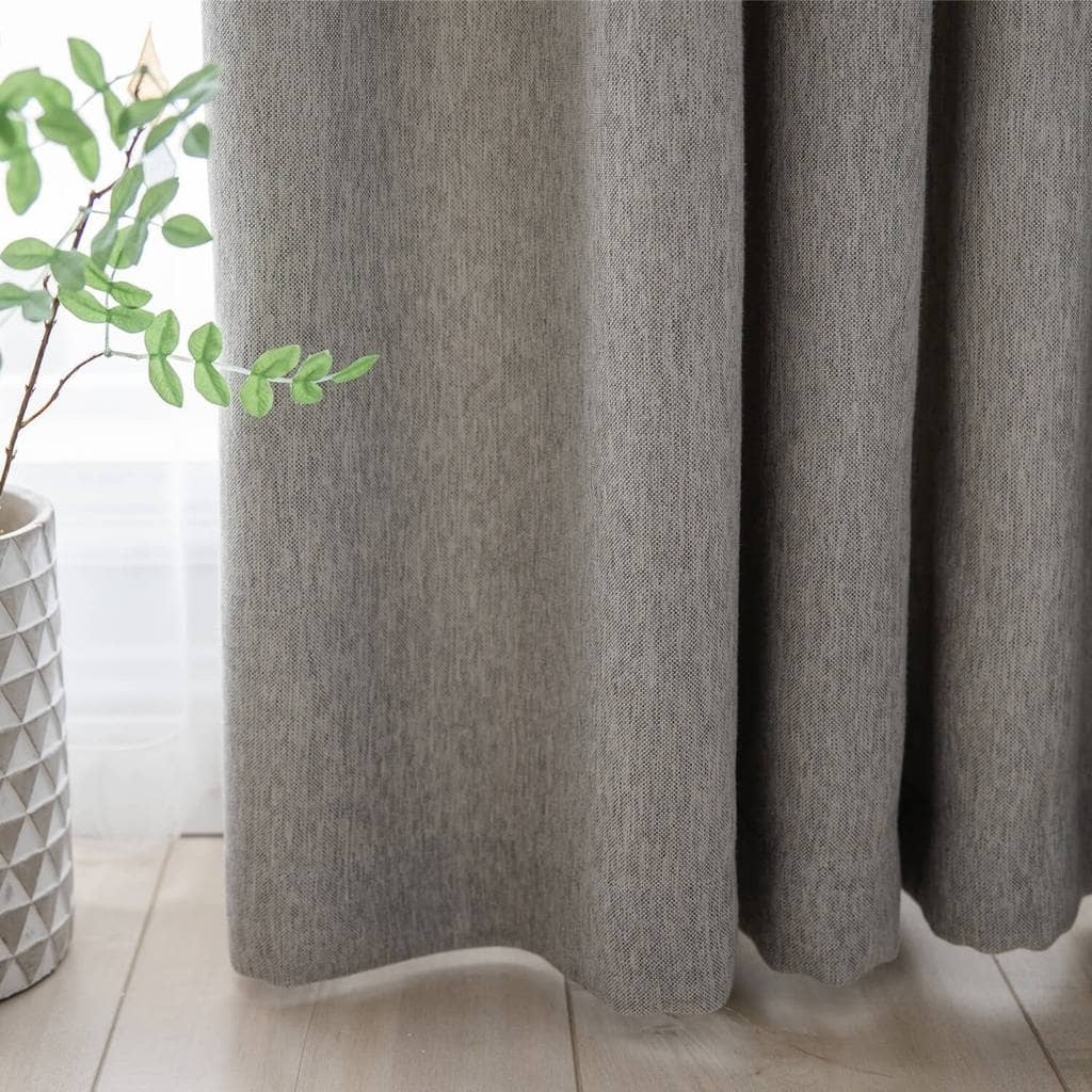 Floor Length Curtains Slubbed Texture Heathered Drapery