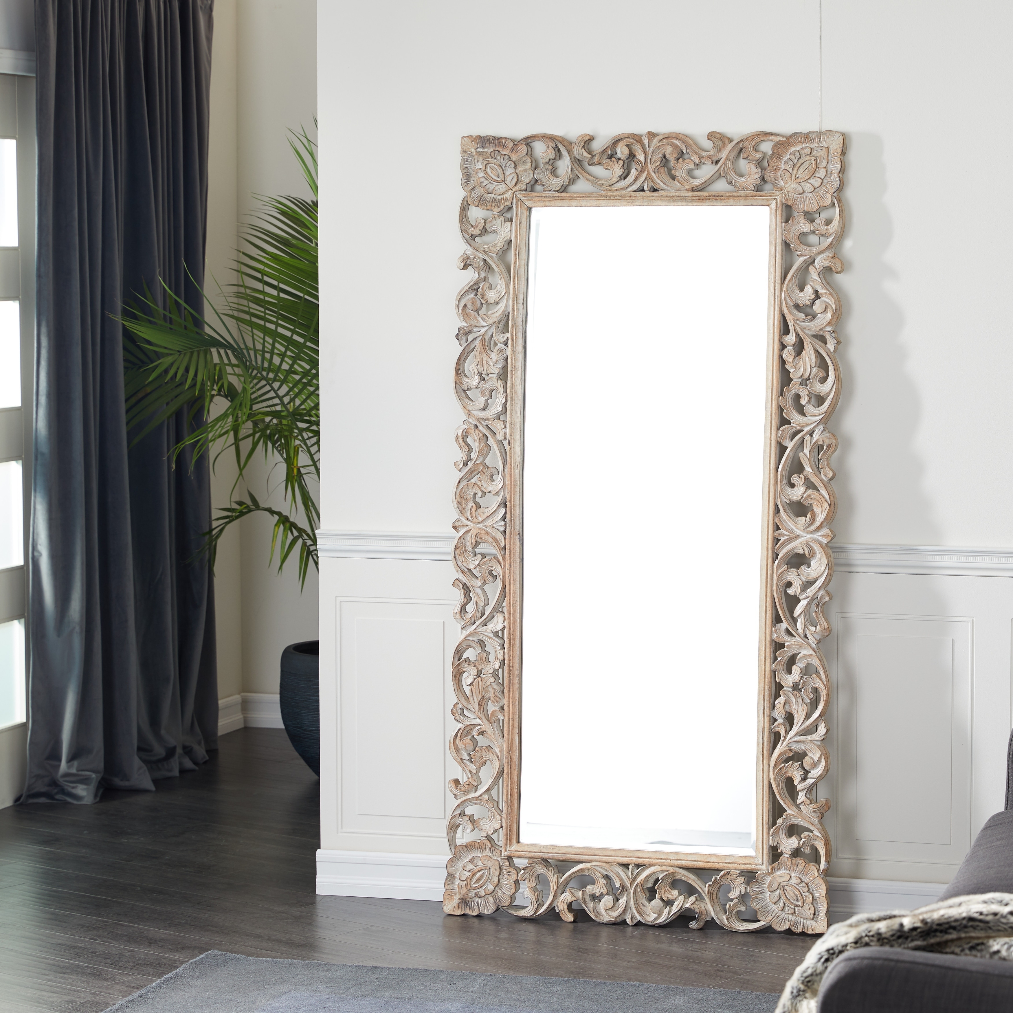Floor Mirror Bohemian Oversized Wall Mirror Mango Wood