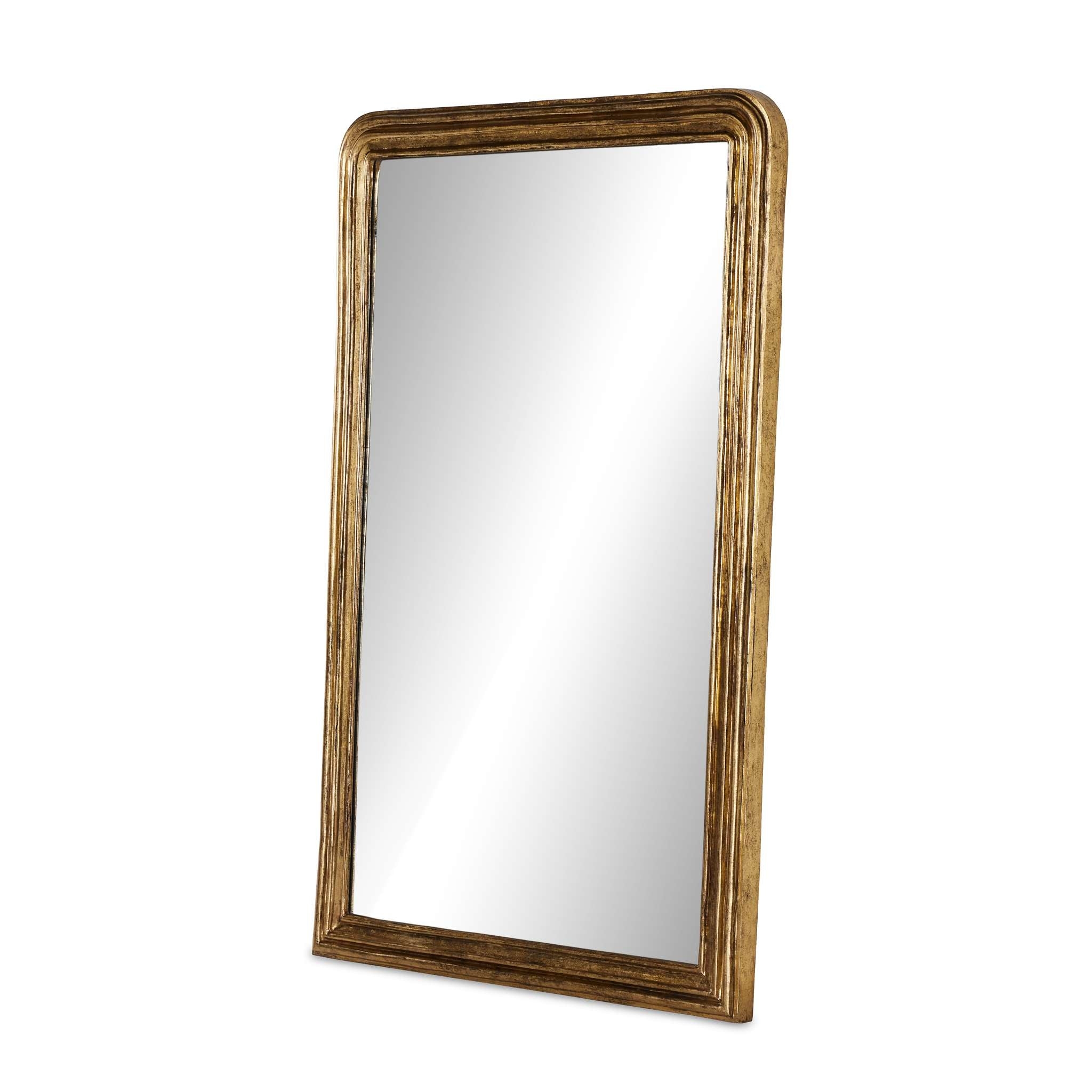 Floor Mirror: Rounded Corner Tiered Gilded Leaning