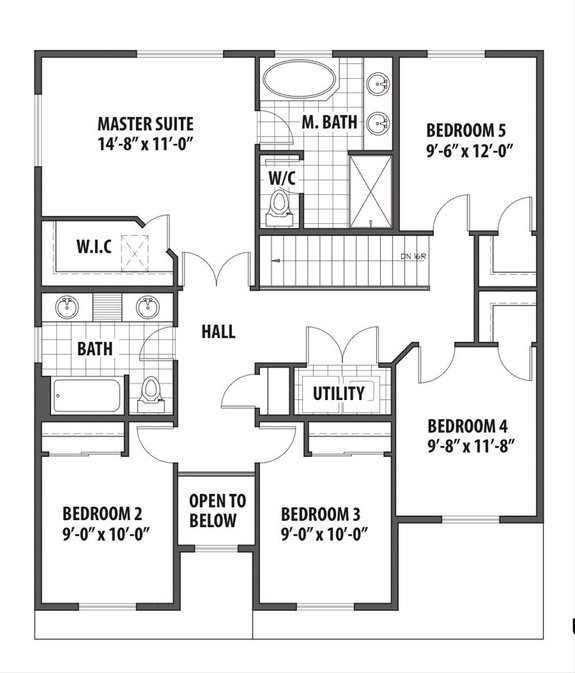 Floor Plan for Compact Layout with 5 Bedroom House Layout Design