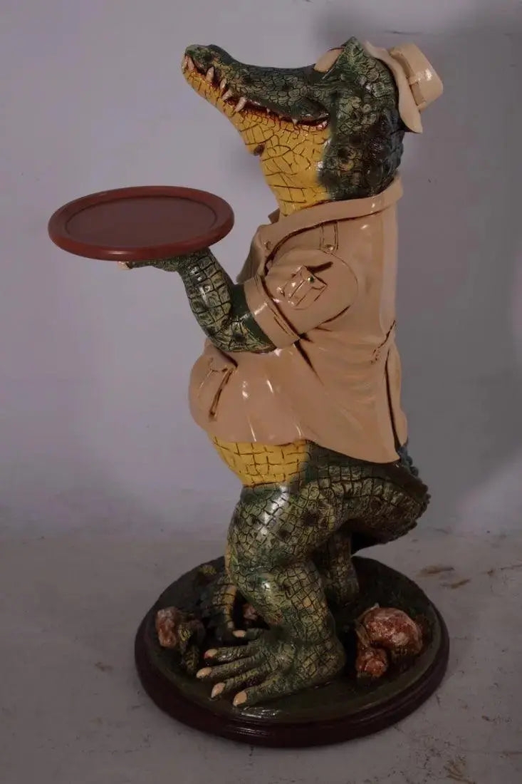 Floor Statue Crocodile Butler Safari Animal Floor Decor