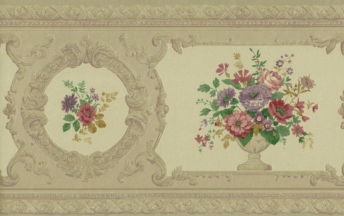 Floral Medallion Wallpaper Border: Ornate Medallion Wall Covering