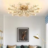 Flush Mount Chandelier in Organic Branching Frame: Gold Branch Flush Mount