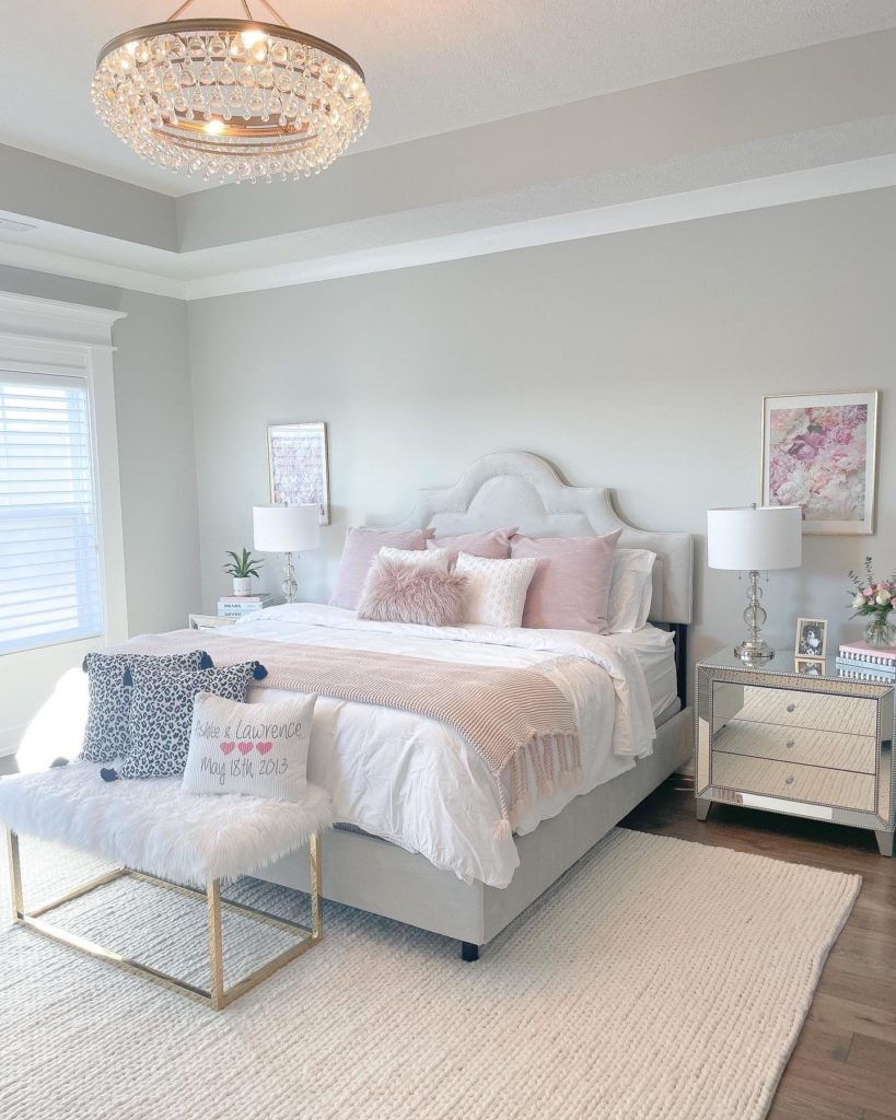 Flush Mount Chandelier Scalloped Mirrored Nightstand Styling