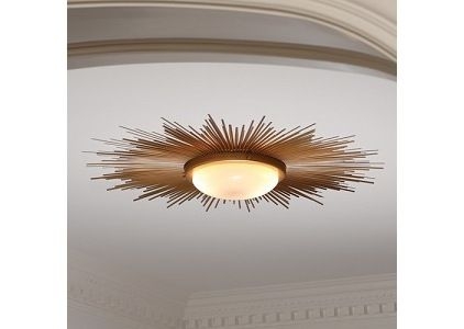 Flush Mount Light featuring Radiating Spines: Bronze Starburst Ceiling Fixture