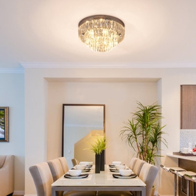 Flush Mount Light with Tiered Crystal: Modern Flush Mount Chandelier