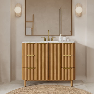 Fluted Bathroom Vanity with Reeded Texture and Curves