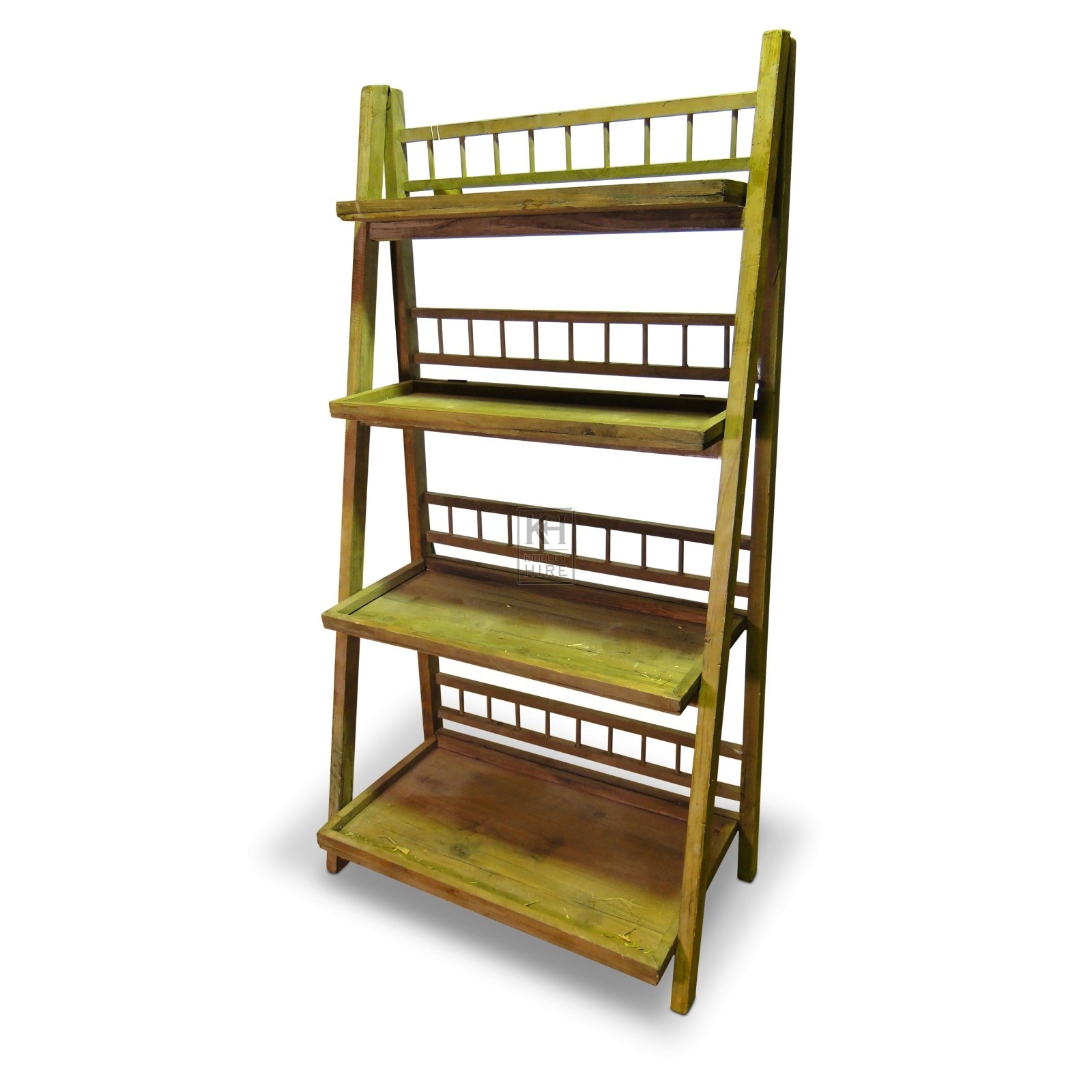 Folding Display Shelf Distressed Olive Green Vintage Prop