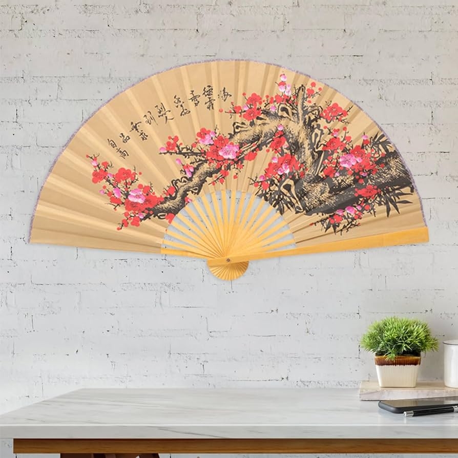 Folding Fan Decor: Calligraphy Asian Wall Fan Decor