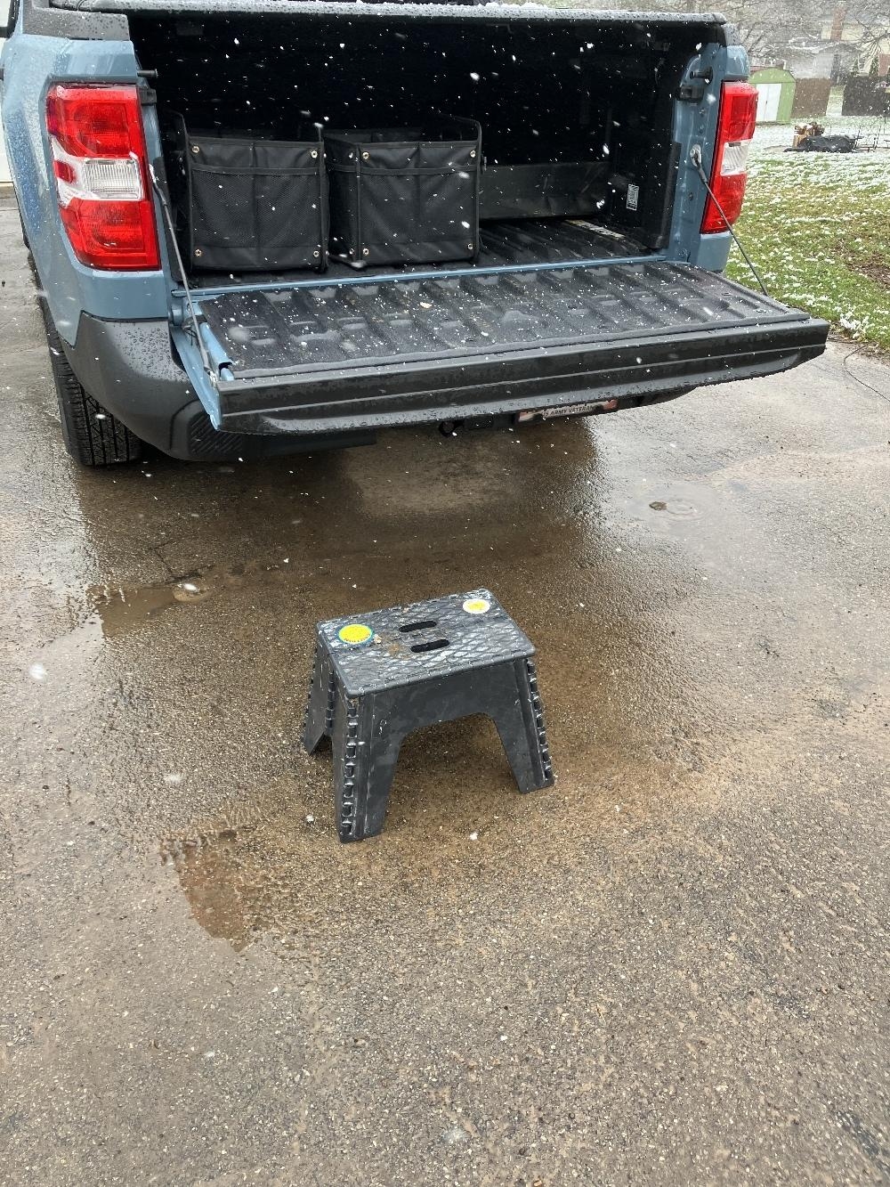 Folding Step Stool: Compact Tailgate Access with Yellow Grips