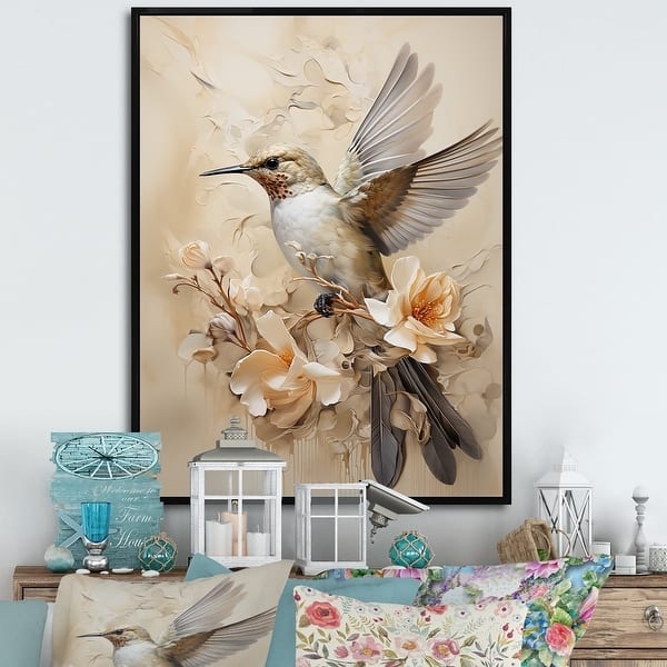 Framed Canvas Art: Warm Neutral Palette Painterly Botanical Decor