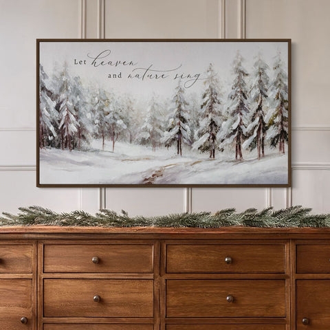 Framed Canvas Wintry Forest Scene Christmas Forest Wall Art