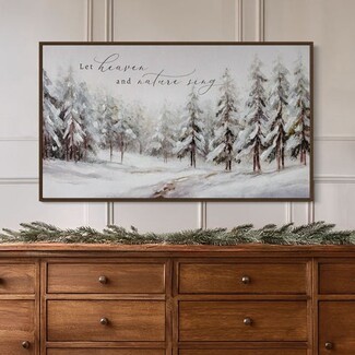 Framed Canvas Wintry Forest Scene Christmas Forest Wall Art