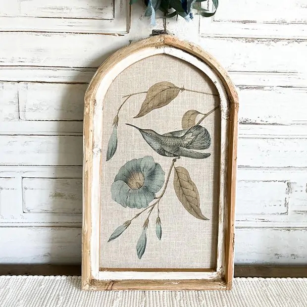Framed Wall Art: Cathedral Arched Frame Linen Textured Print