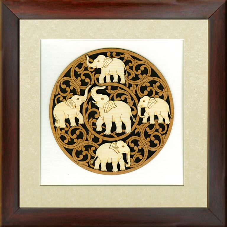 Framed Wall Art Circular Scrollwork with Traditional Motif