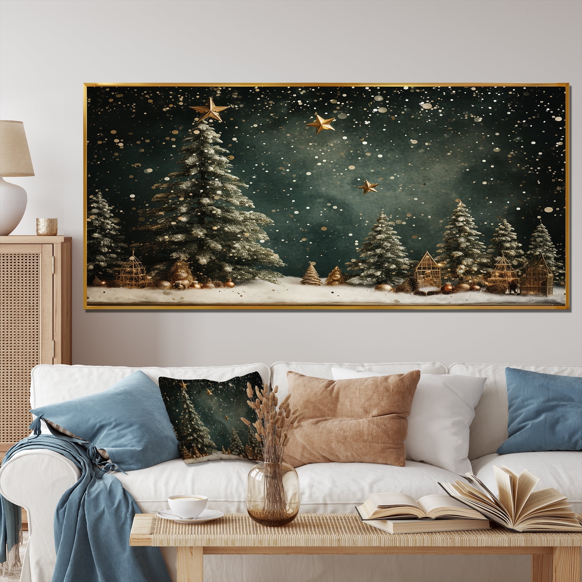 Framed Wall Art Extra Large Scale Gold Framed Holiday Decor