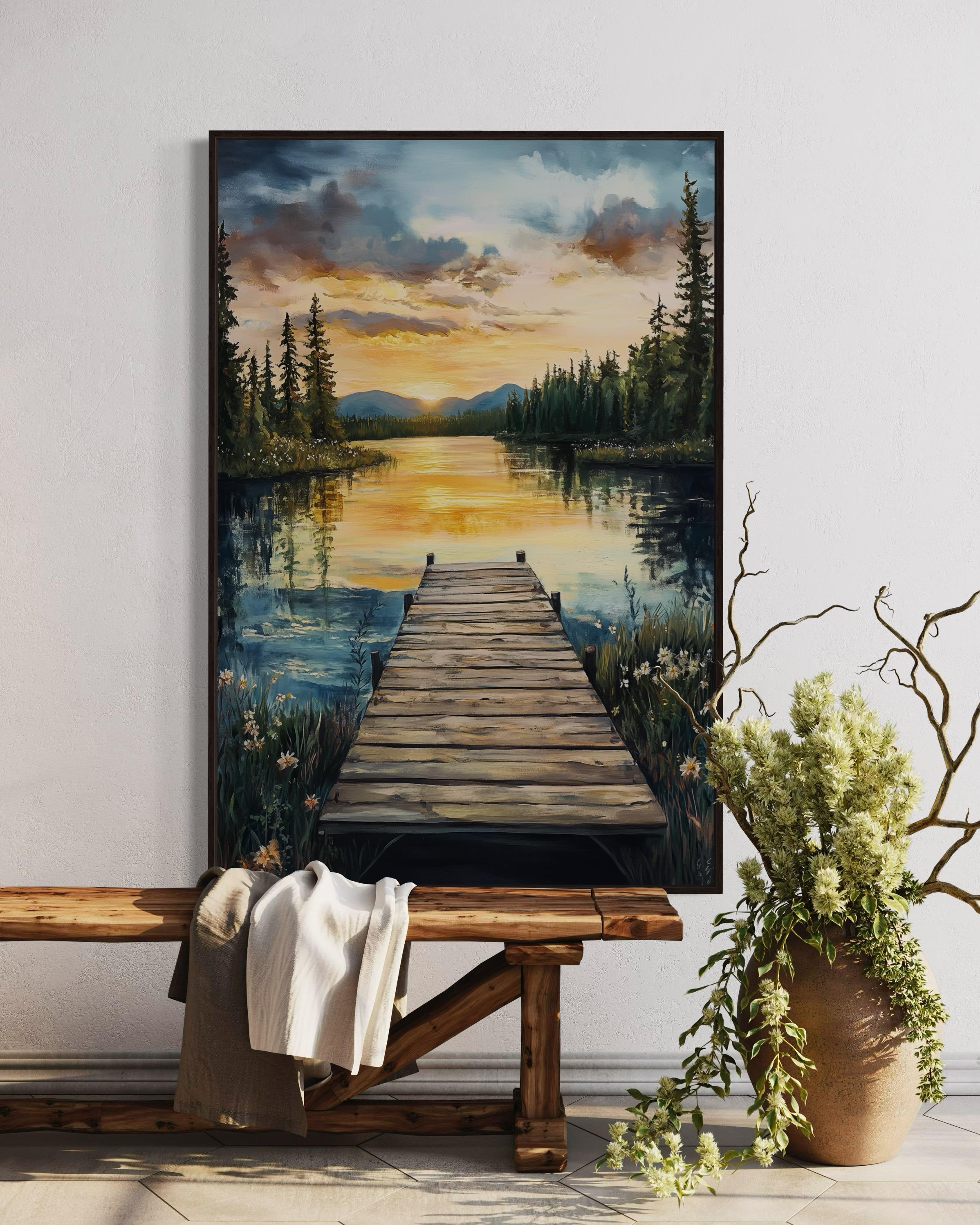 Framed Wall Art Perspective Pier Art Golden Hour Decor