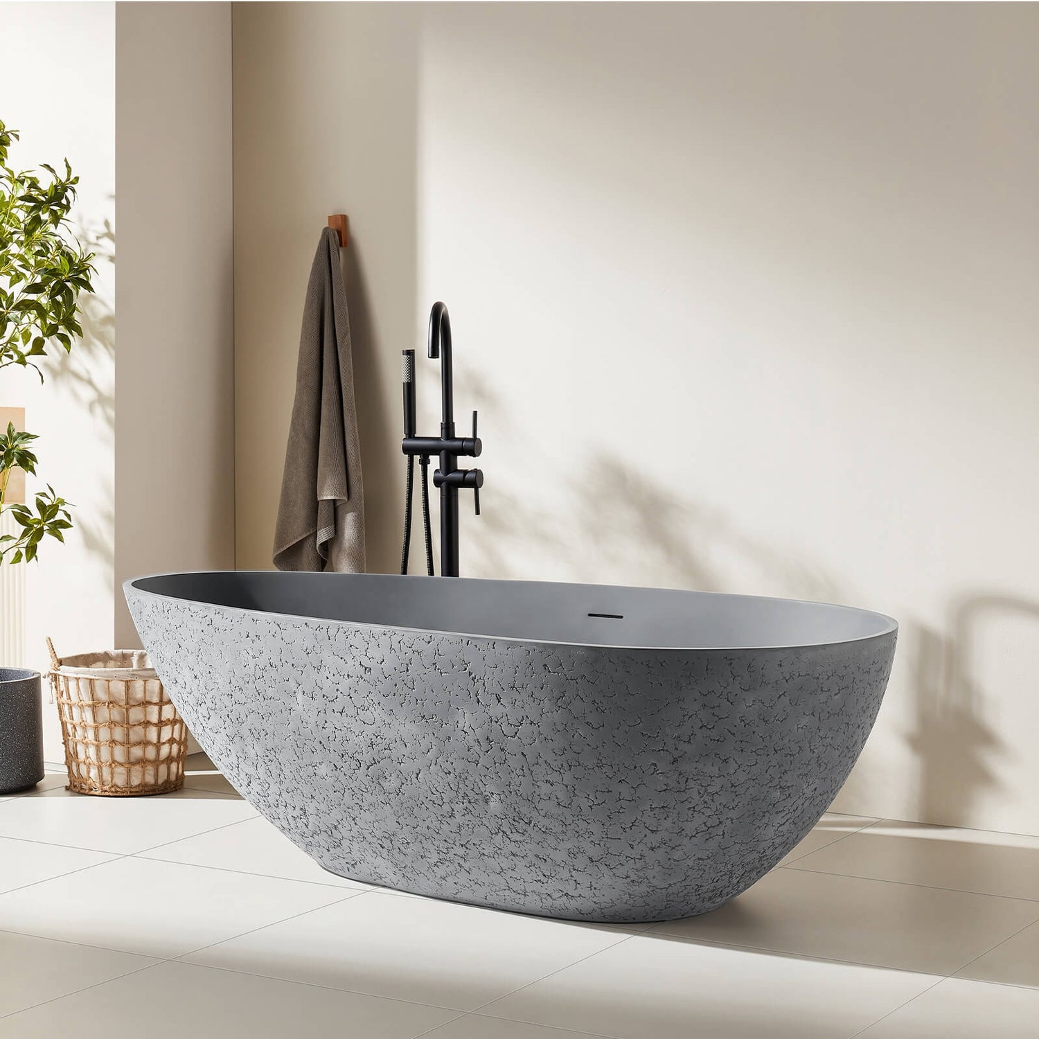Freestanding Bathtub in Cratered Pattern Artisan Tub, Industrial