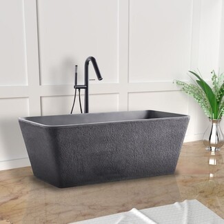 Freestanding Bathtub offering Rough Textured Exterior, Rugged Style