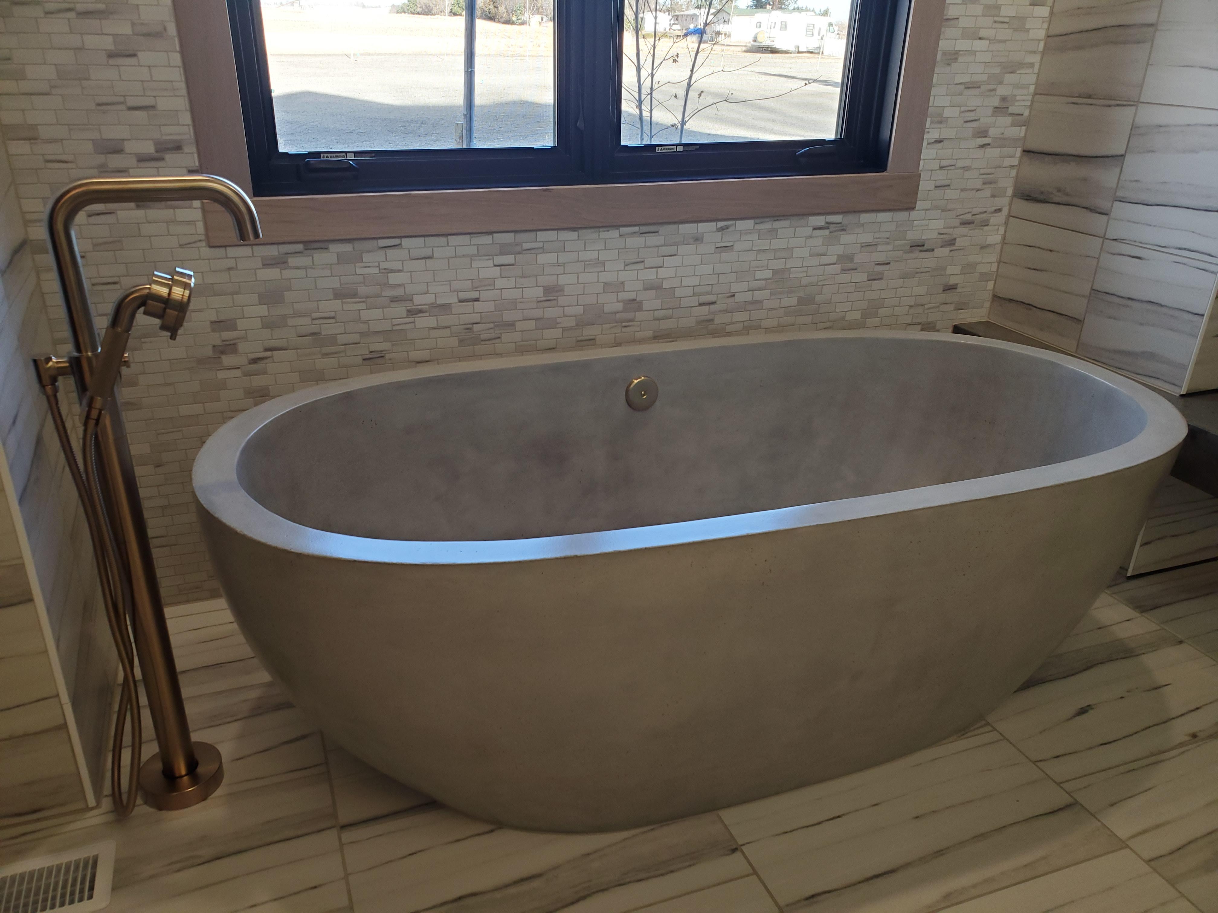 Freestanding Bathtub showcasing Brushed Bronze, Luxury Oval Soaking