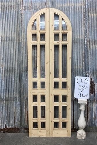 French Doors: Arched Top 14 Pane Glass 96 Inch Height