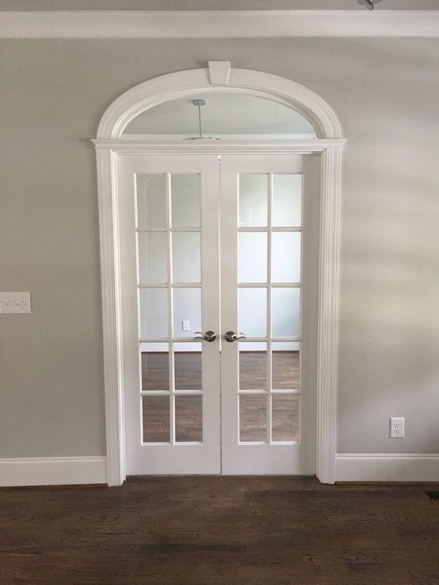 French Doors: Arched Transom Ten Lite White Interior