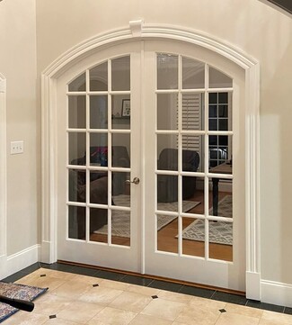 French Doors: Decorative Keystone White Divided Lite