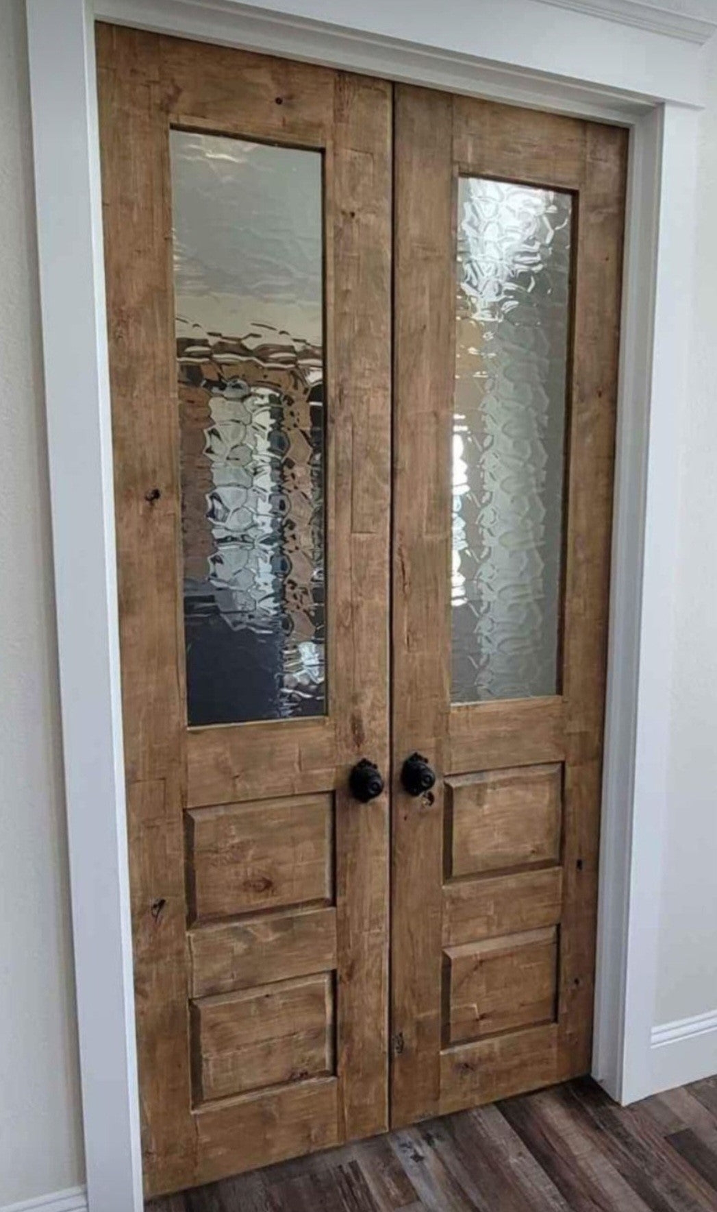 French Doors: Hammered Glass Farmhouse Pantry Doors